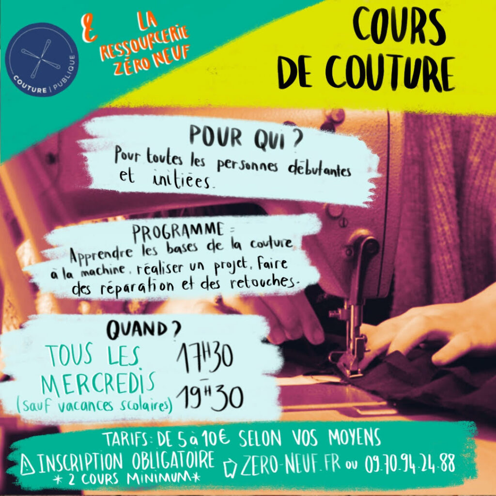 cours de couture ariège ressourcerie zéro-neuf 
