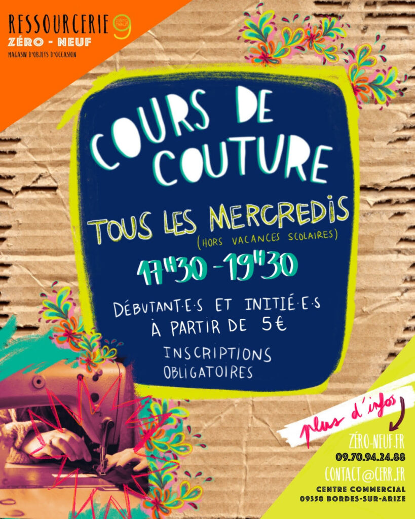 cours de couture ariege ressourcerie zero neuf