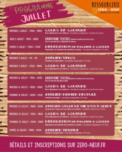 programme juillet ressourcerie zero-neuf