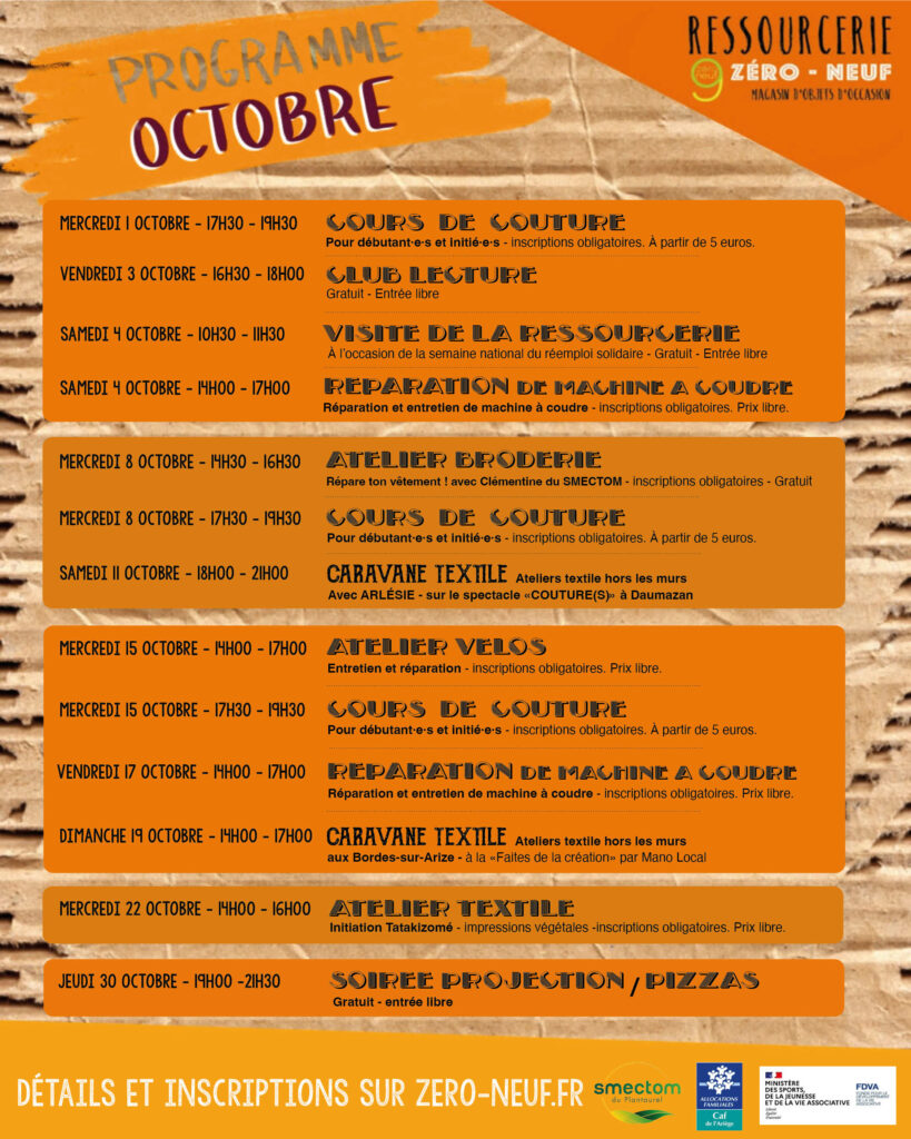 ateliers octobre ressourcerie bordes sur arize broderie réparation velo machine à coudre 