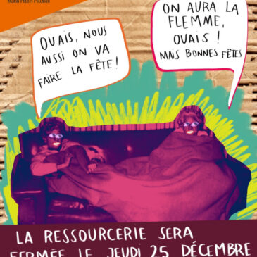 Fermeture jeudi 25 décembre et jeudi 1er janvier