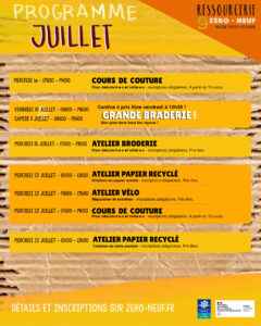 ateliers vacances en famille réparation velo couture broderie